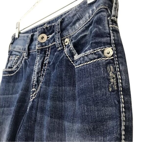 Silver Jeans Suki Bootcut Mid Rise Denim Jeans Dark Wash Whip Stitch Size 25 Y2K - Picture 6 of 8